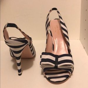 Kate Spade baby and white stripe heels